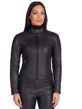 Load image into Gallery viewer, Women Real Leather Black Biker Jacket
