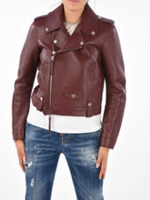 Load image into Gallery viewer, Women Burgundy Biker Leather Jacket
