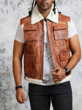 Load image into Gallery viewer, Brown Real Leather Vest For Mens
