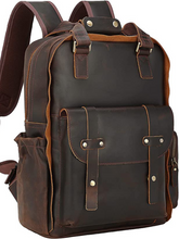 Load image into Gallery viewer, Men Full Grain 15.6 Inch Laptop Leather Backpack
