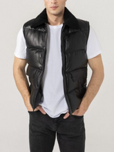 Load image into Gallery viewer, Real Leather Mens Black Vest
