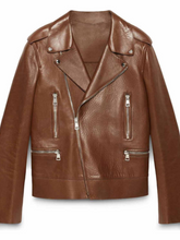 Load image into Gallery viewer, Blake Lively Brown Leather Biker Jacket
