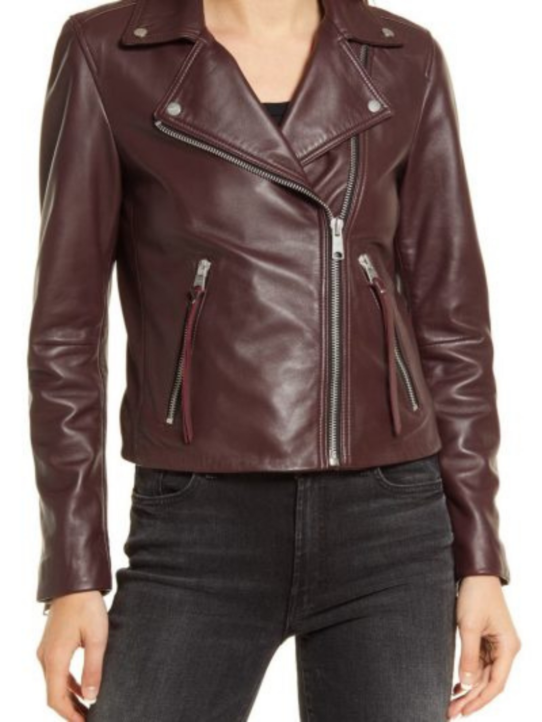Women Dark Brown Biker Leather Jacket