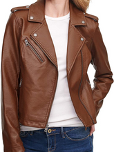 Load image into Gallery viewer, Classic Asymmetrical Womens Faux Leather Motorcycle Jacket
