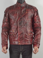 Load image into Gallery viewer, Mens Designer Maroon Genuine Biker Leather Jacket
