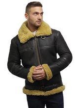 Load image into Gallery viewer, Men’s Real Shearling Sheepskin Bomber Leather Jacket
