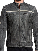 Load image into Gallery viewer, Men Distressed Biker Vintage Cafe Racer Leather Jacket
