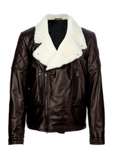 Load image into Gallery viewer, Women Shearling Aviator Brown Bomber Leather Jacket
