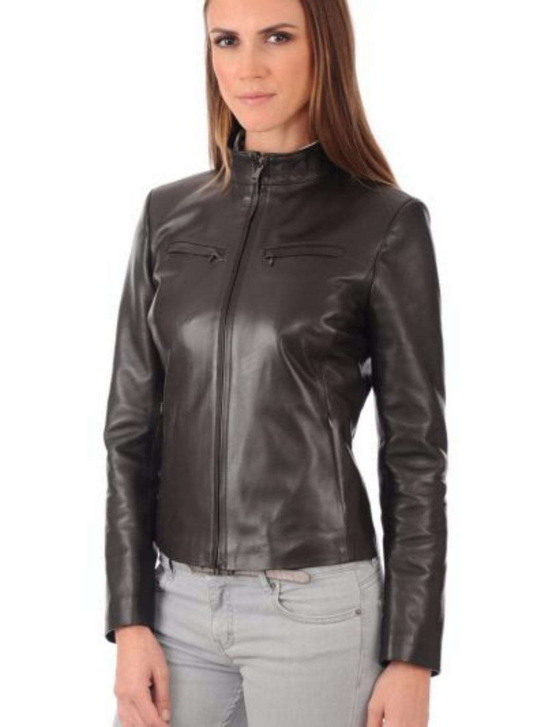 Women’s Real Leather Dark Brown Biker Jacket