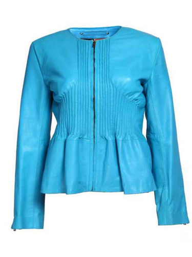 Womens stylish Blue Leather jacket