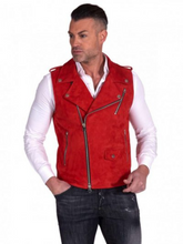Load image into Gallery viewer, Red Suede Leather Vest For Men

