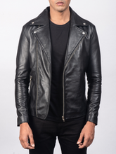 Load image into Gallery viewer, Men Black Leather Biker Jacket
