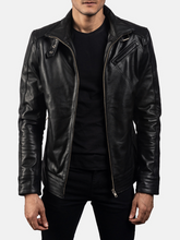 Load image into Gallery viewer, Black Premium Leather Biker Jacket
