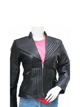 Load image into Gallery viewer, Women’s Quilted Style Black Leather Jacket
