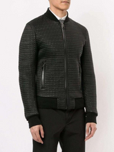 Load image into Gallery viewer, Mens Textured Black Bomber Leather Jacket
