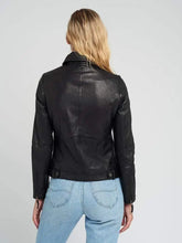 Load image into Gallery viewer, Women Vintage Lapel Collar Black Leather Jacket
