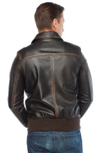 Load image into Gallery viewer, Real Distressed Leather Bomber Jacket - Boneshia

