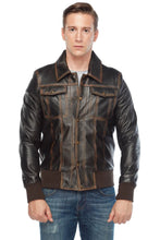 Load image into Gallery viewer, Real Distressed Leather Bomber Jacket - Boneshia
