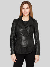 Load image into Gallery viewer, Women Black Biker Leather Jacket
