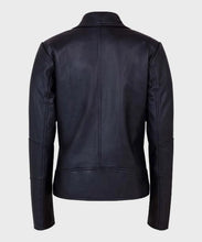 Load image into Gallery viewer, Womens Shawl Collar Black Leather Jacket
