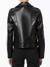 Load image into Gallery viewer, Notch Lapels Collar Real Black Leather Jacket For Women
