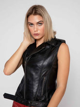 Load image into Gallery viewer, Womens Stylish Black Leather Vest - Boneshia.com
