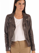 Load image into Gallery viewer, Women Brown Collar Leather Jacket
