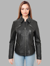 Load image into Gallery viewer, Women Classic Leather Biker Jacket Nova Black

