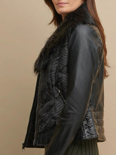 Load image into Gallery viewer, Women Faux Fur Black Leather Jacket

