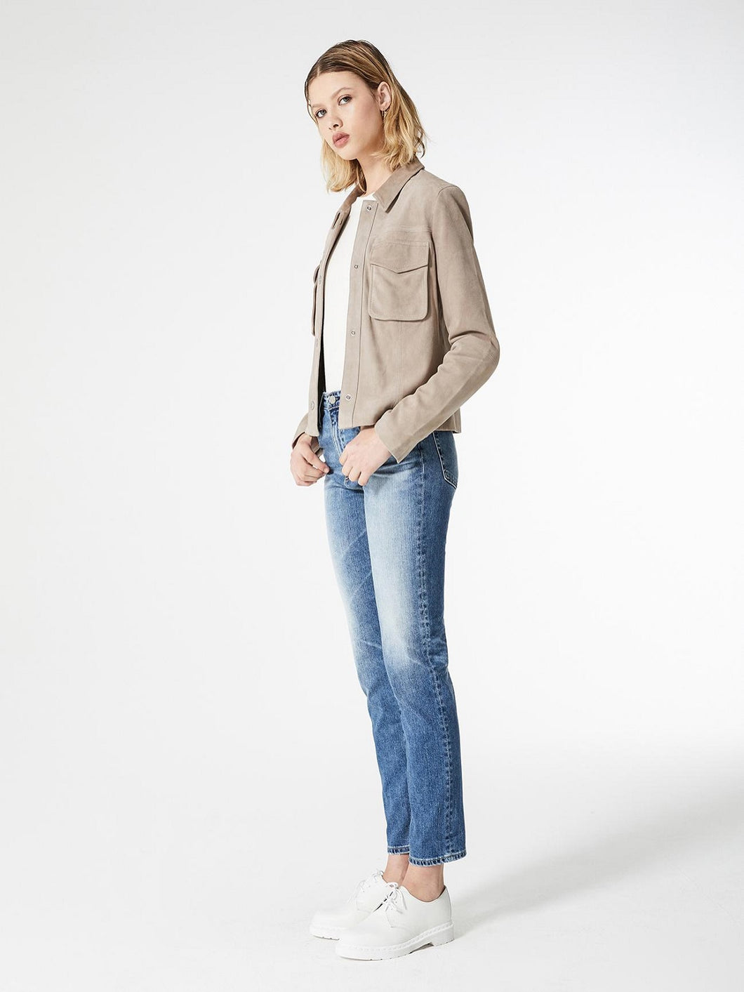Women Grey Button Closer Cotton Jacket - Boneshia.com