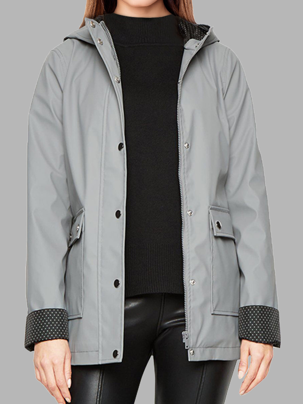 Women Grey Spot Lined Mac Cotton Jacket