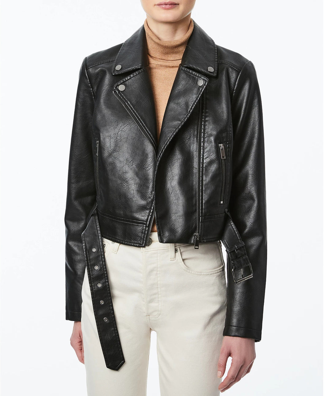 Women Black Real Leather Notch laplescollar leather Jacket