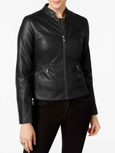 Load image into Gallery viewer, Women Slim Fit Moto Black Jacket - Boneshia.com
