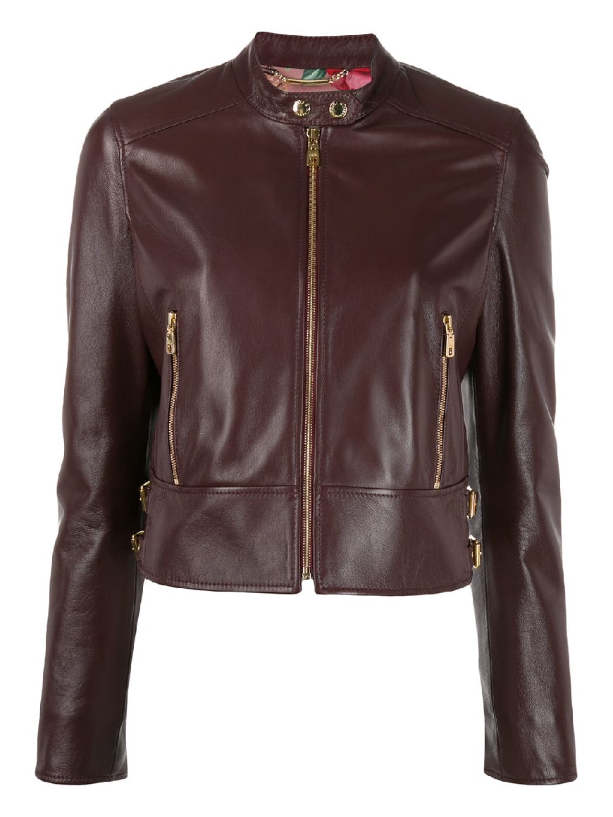 Women's Sparkling Choco Brown Biker Leather Jacket