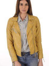 Load image into Gallery viewer, Women Yellow Biker Leather Jacket
