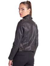 Load image into Gallery viewer, Women Biker Black Leather Jacket

