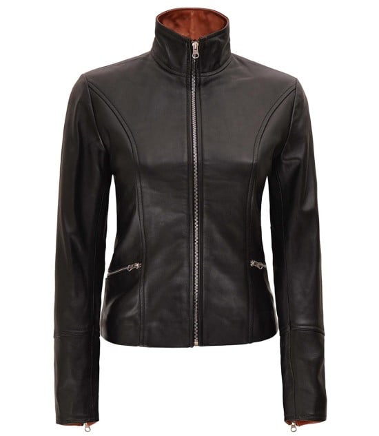 Women's Black Real Leather Biker Jacket