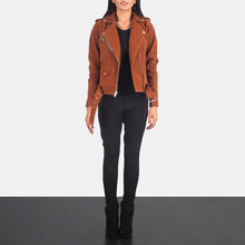 Load image into Gallery viewer, Alison Brown Suede Biker Leather Jacket
