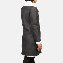 Load image into Gallery viewer, Black Double Breasted Leather Coat
