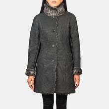 Load image into Gallery viewer, Women&#39;s Shearling Black Leather Coat
