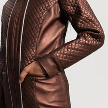 Load image into Gallery viewer, Trudy Lane Quilted Maroon Leather Coat – Boneshia

