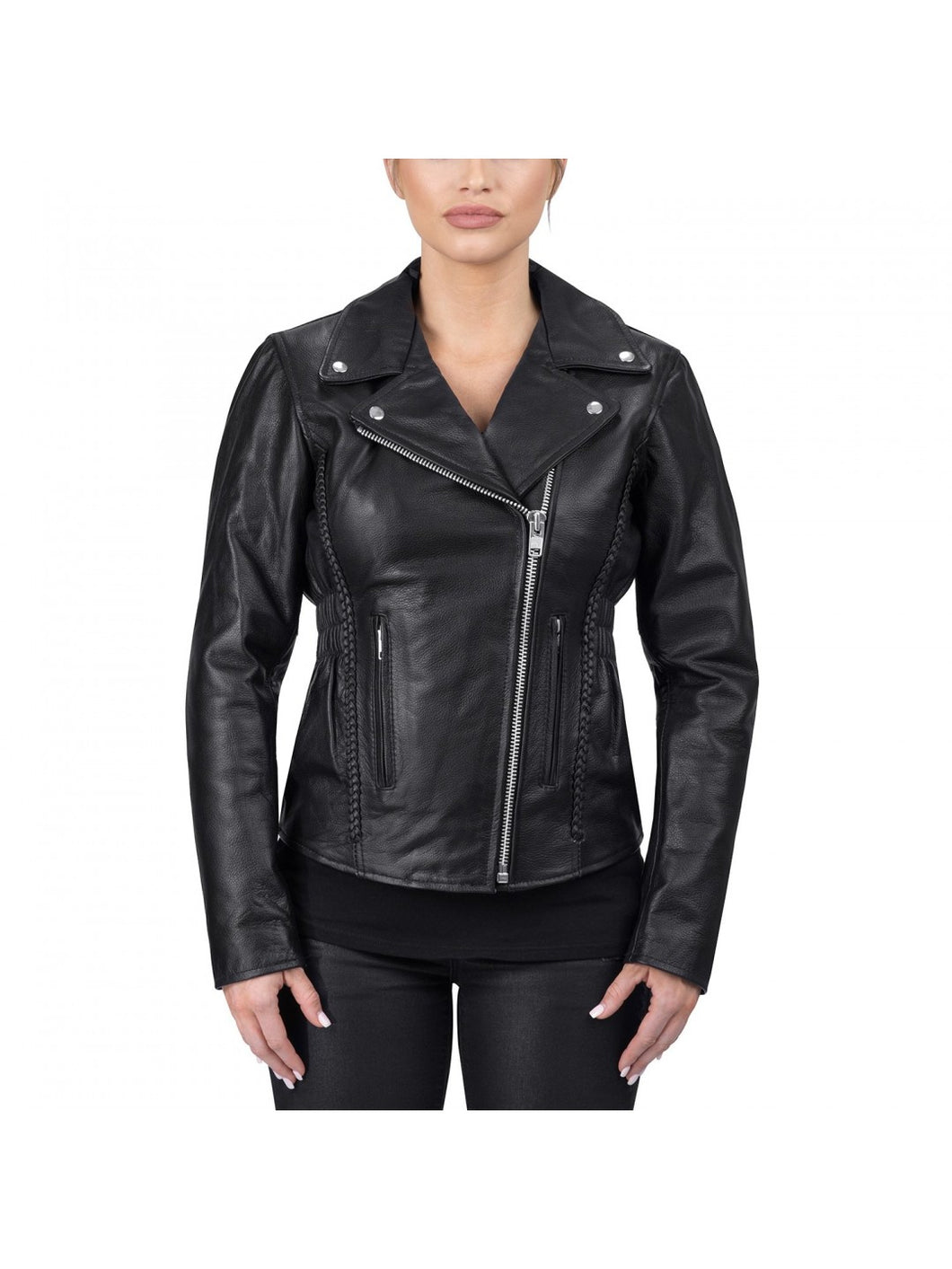 Womens Biker Asymmetrical Style Leather Jacket