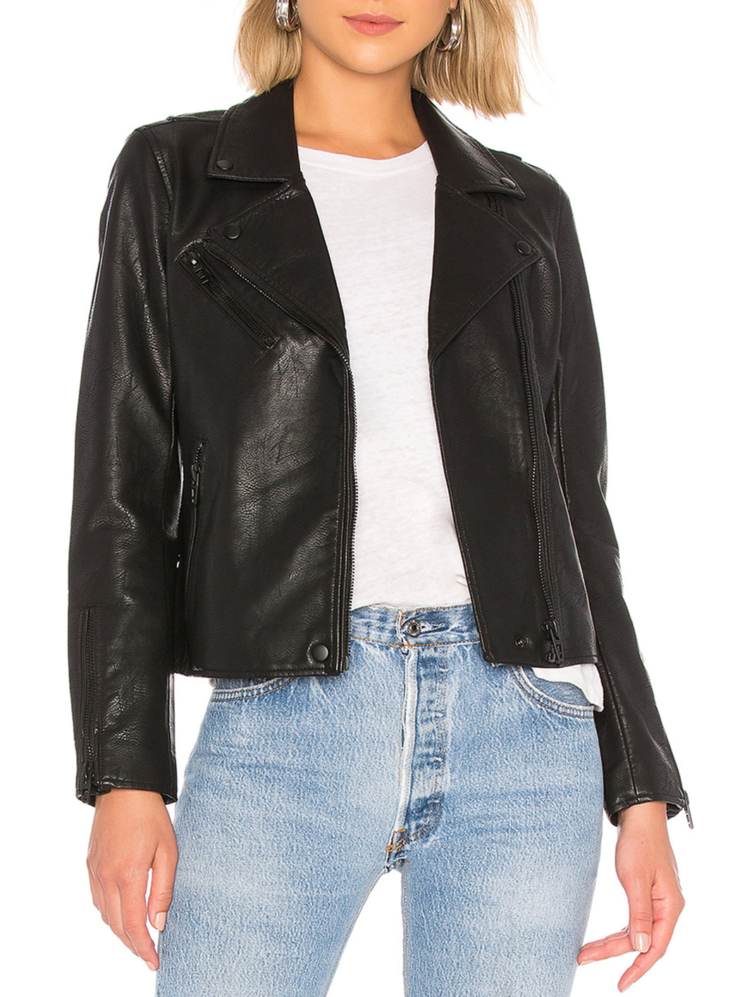 Womens Stylish Black Biker Real Leather Jacket