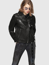 Load image into Gallery viewer, Womens Black Motorcycle Jacket
