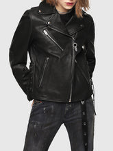Load image into Gallery viewer, Womens Black Motorcycle Jacket
