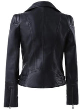 Load image into Gallery viewer, Women’s Zip Up Moto Biker Leather Jacket
