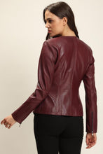 Load image into Gallery viewer, Blazer Cut Dark Brown Leather Jacket For Women – Boneshia
