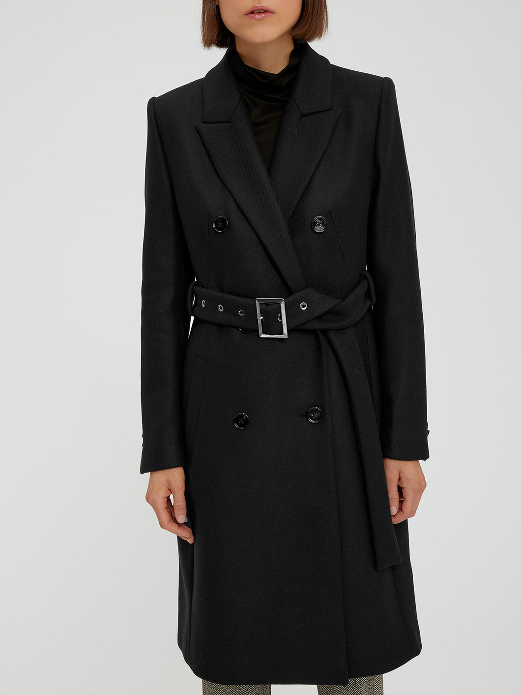 Womens Black coat with belt