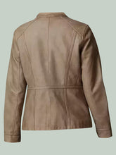 Load image into Gallery viewer, Women&#39;s Brown Faux Leather Jacket
