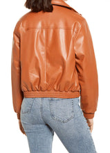 Load image into Gallery viewer, Women’s Brown Leather Bomber Jacket
